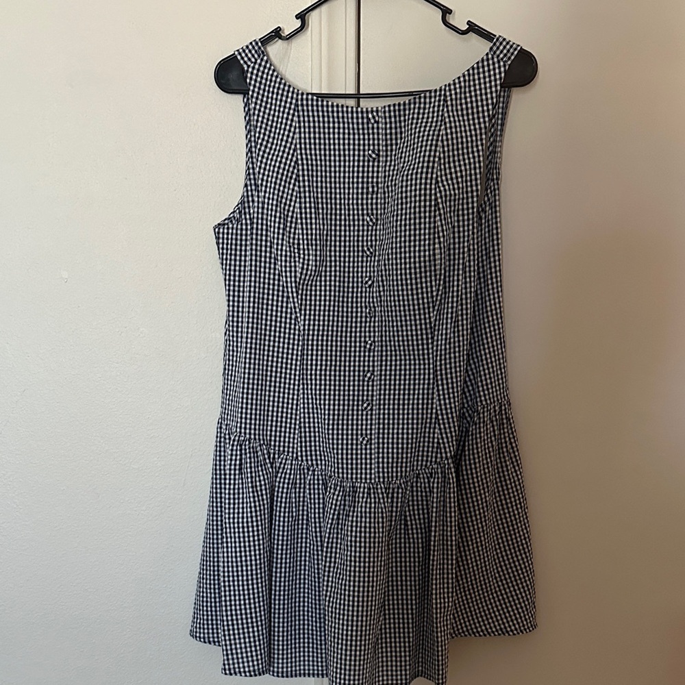 Navy and White Checkered Mini Dress
